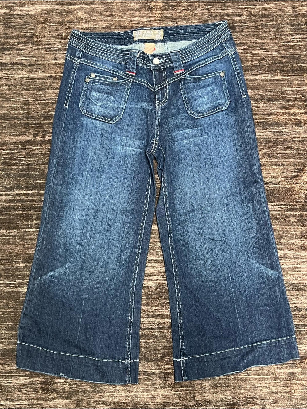 Y2K Candie's Dark Blue Wide-Leg Cropped Jeans Capris - 9